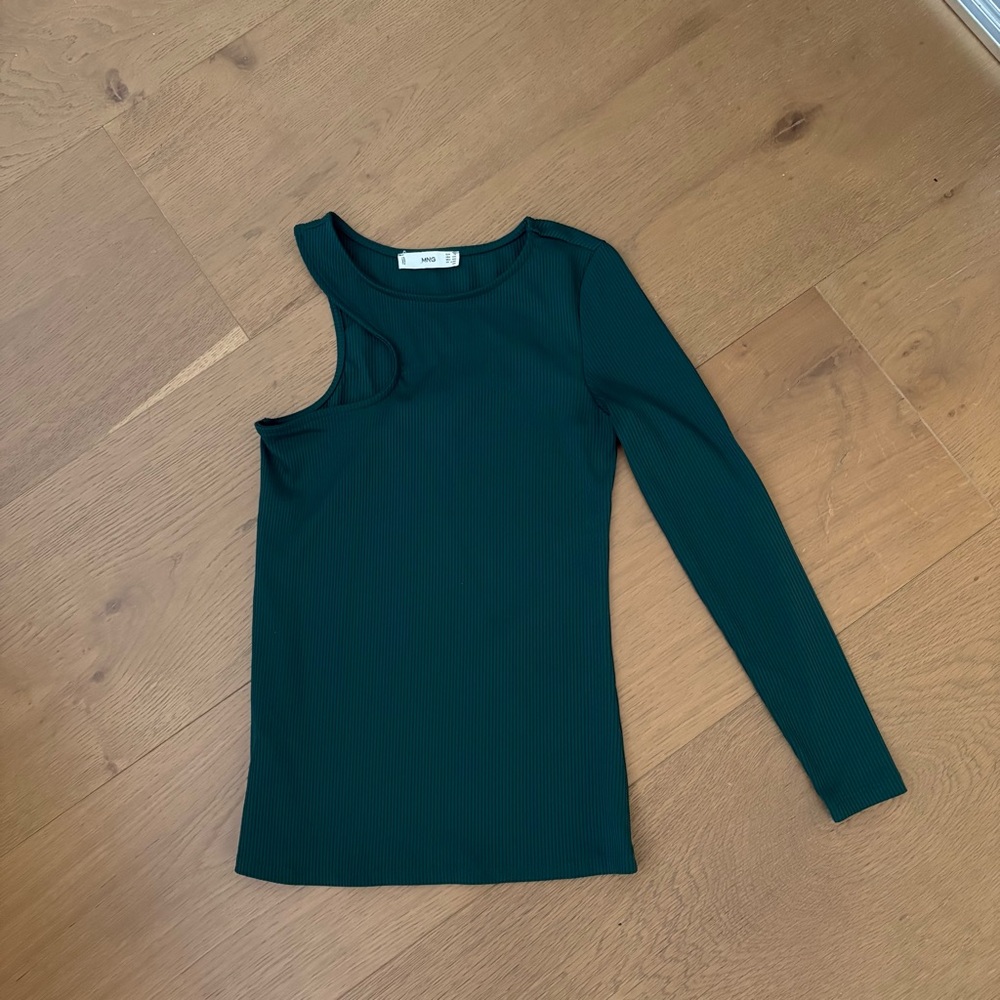 Mango Green Asymmetrical Long Sleeve Bodysuit